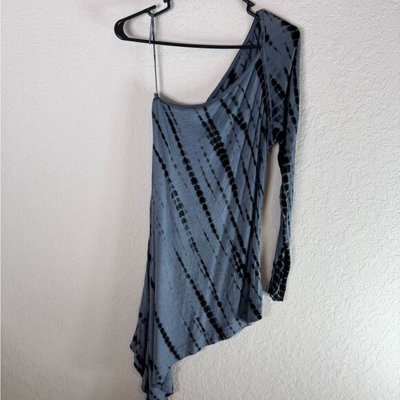 Kaufman Franco Asymmetrical Blue and Black Tie-Dye Top Tunic Size L - Picture 2 of 9